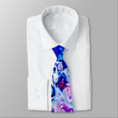 ブルーピンク水彩抽象芸術模様ネックタイ ネクタイ (タイ)