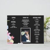 ブルーピンク水彩花結婚式 プログラムチラシ (スタンド正面)