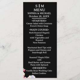 ブルーピンク水彩花QRコード結婚ズ メニュー