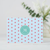 ブルーピンク水玉模様フラットサンキューカード サンキューカード (スタンド正面)