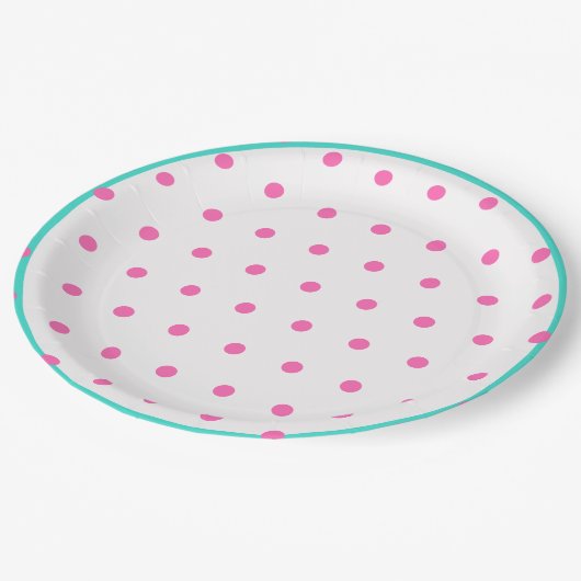 ブルーピンク水玉模様 ペーパープレート (アングル)