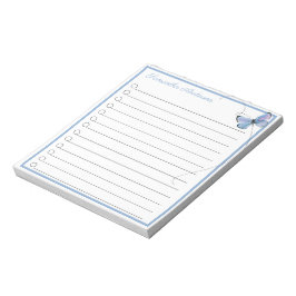 ブルーピンク水色バタフライパーソナライズされた名 ノートパッド