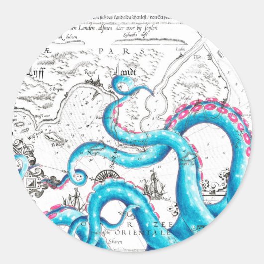 ブルーピンク漂白された触手インク ラウンドシール (正面)