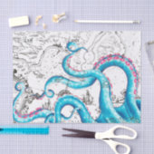 ブルーピンク漂白された触手インク 薄葉紙 (クラフト)