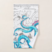 ブルーピンク漂白触手墨 バスタオルセット (ハンドタオル)