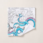 ブルーピンク漂白触手墨 バスタオルセット (ウォッシュタオル)