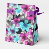 ブルーピンク白ブラックウォーター色の花のパターン フェイバーボックス (裏面サイド)
