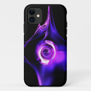 ブルーピンク白色フラクタルバラ iPhone 11 ケース