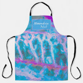 ブルーピンク白色抽象芸術水彩表示 エプロン (正面)