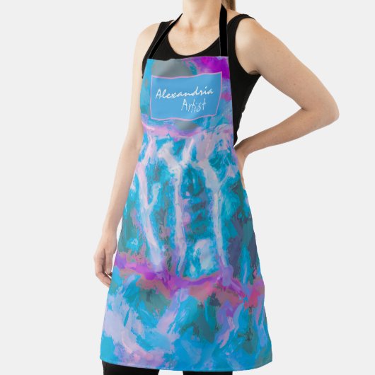 ブルーピンク白色抽象芸術水彩表示 エプロン (インサイチュ)