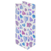 ブルーピンク紫色の水彩ハート ワインギフトバッグ (裏面アングル)