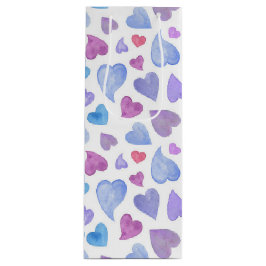 ブルーピンク紫色の水彩ハート ワインギフトバッグ