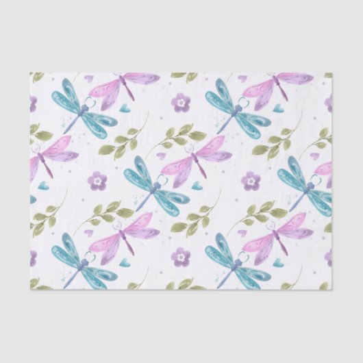 ブルーピンク紫色の水色トンボ 薄葉紙 (正面)