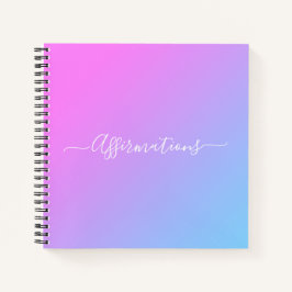 ブルーピンク絞り染めホワイトタイポグラフィ肯定 ノートブック