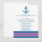 ブルーピンク航海のいかり結婚式の招待 招待状 (正面/裏面)