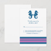 ブルーピンク航海のの乗馬の応答カード 出欠カード (正面/裏面)