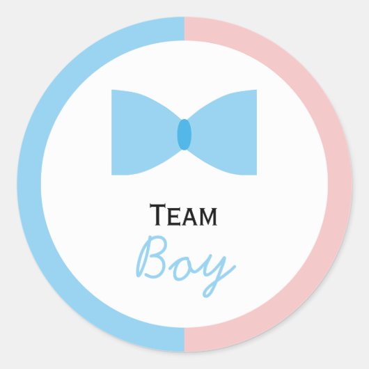 ブルーピンク色のブロック性別の表示ボウタイ ラウンドシール (正面)