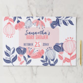 ブルーピンク花植物性ベビーシャワーランチョンマット ペーパーパッド (インサイチュ)