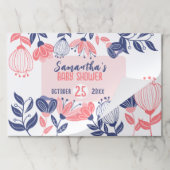 ブルーピンク花植物性ベビーシャワーランチョンマット ペーパーパッド (折り畳み)