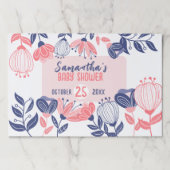 ブルーピンク花植物性ベビーシャワーランチョンマット ペーパーパッド (正面)