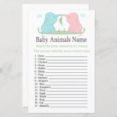 ブルーピンク象の赤ちゃん動物の名前ゲーム (正面/裏面)