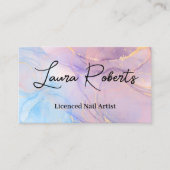 ブルーピンク金ゴールドウォーターカラーアート名刺 名刺 (正面)
