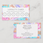 ブルーピンク金ゴールドグリッター美容師6パンチ ロイヤリティカード (正面/裏面)