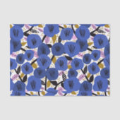 ブルーピンク金ゴールドフローラルパターンティッシュペーパー 薄葉紙 (正面)