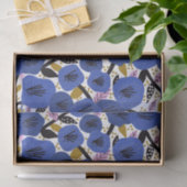 ブルーピンク金ゴールドフローラルパターンティッシュペーパー 薄葉紙 (ギフト)