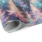 ブルーピンク金ゴールドライトツリークリスマスモダン ラッピングペーパー (ロールコーナー)