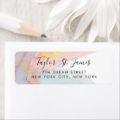 ブルーピンク金ゴールド書道水彩色 ラベル (インサイチュ)