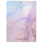 ブルーピンク金ゴールド水彩アート クリップボード (裏面)