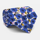 ブルーピンク金ゴールド花柄 ネクタイ (ロール)