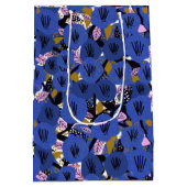 ブルーピンク金ゴールド花柄 ミディアムペーパーバッグ (裏面)