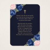 ブルーピンク金ゴールド追悼式祈りの言葉カード (裏面)