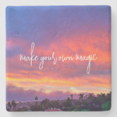 ブルーピンク雲サンセットフォトメイク独自の魔法 ストーンコースター (正面)