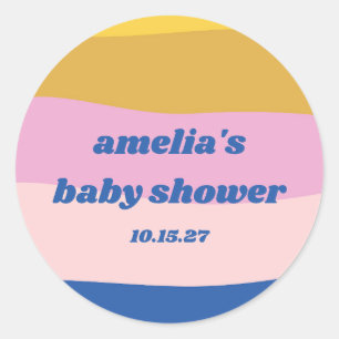 ブルーピンク黄色かわいいよくはしゃぐカスタムベビーシャワー ラウンドシール