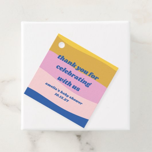 ブルーピンク黄色カスタム色かわいい赤ちゃんシャワーありがとう フェイバータグ (インサイチュ)