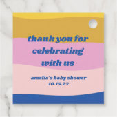 ブルーピンク黄色カスタム色かわいい赤ちゃんシャワーありがとう フェイバータグ (裏面)