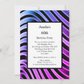 ブルーピンク60thバースデーパーティーモダン 招待状 (正面)