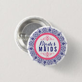 ブルーピンク&ホワイトレースブリデスメイドボタン2a 缶バッジ (正面&裏面)
