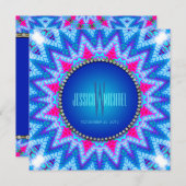 ブルーピンク |ボヘミアンアステカモノグラム招待状 招待状 (正面/裏面)