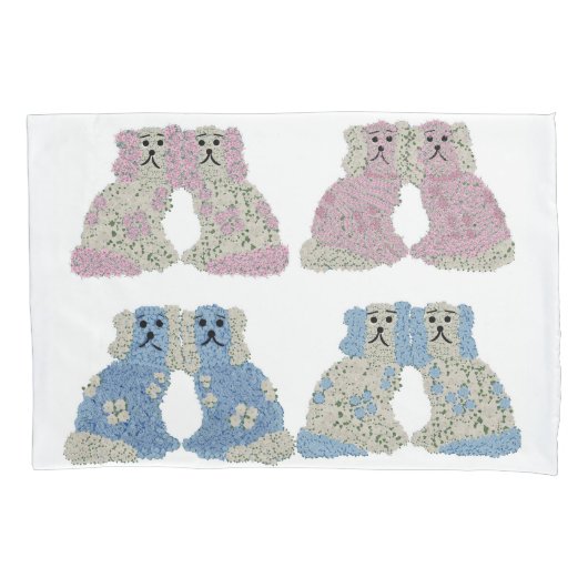 ブルーピンク（犬）スタッフォードドッグジンジャージャースジャー 枕カバー (正面)