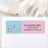 ブルーピンク |男の子の性別の表示パーティー ラベル (インサイチュ)