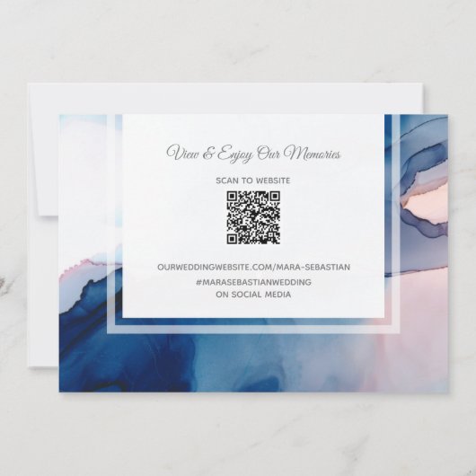 ～ブルーピンクAR17水色エレガントトレンディー結婚ズ サンキューカード (裏面)