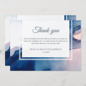 ～ブルーピンクAR17水色エレガントトレンディー結婚ズ サンキューカード (正面/裏面)
