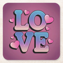 ブルーピンクLOVEパープルコースターセット