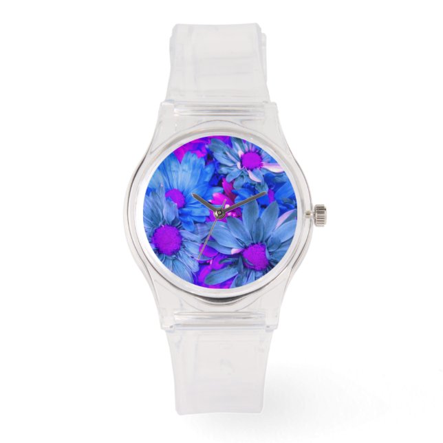ブルーピンクNパープルデイジー時計 腕時計 (正面)