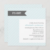 ブルーピンストリペスベビーシャワー招待状 招待状 (正面/裏面)