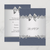 ブルーピンスプレイブルーシルバー男の赤ちゃんシャワーRSV 出欠カード (正面/裏面)